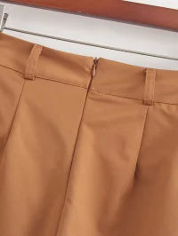 Earthtone Professional Spring And Autumn Lapel Skirt Set Neutral