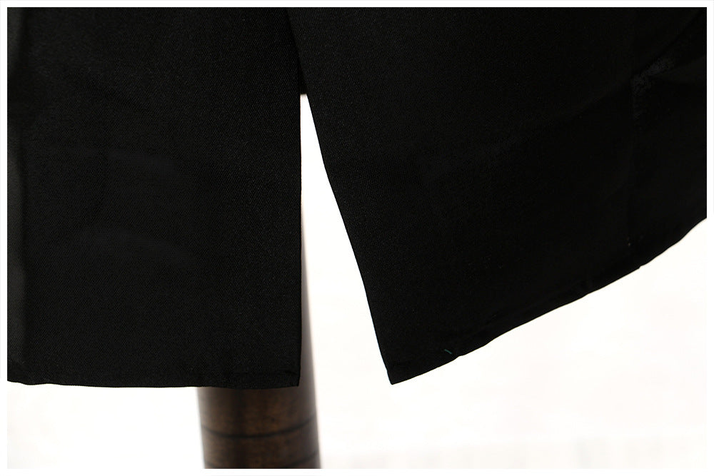 Black Knitted High Elastic Vest Stitching Hem Girl Dress