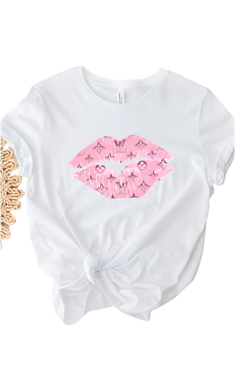 Designer Pink Lips Graphic Tee