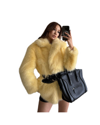 Mid Length Young Fashionable Autumn Winter Warm Faux Fur Coat Women