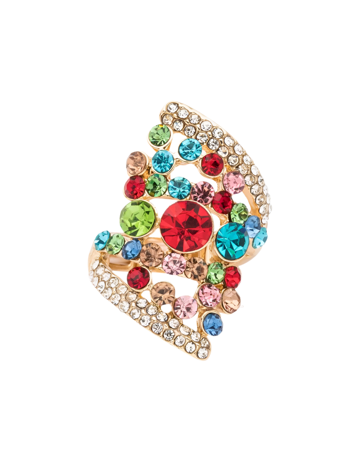 Mix Stone Crystal Statement Stretch Ring