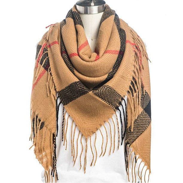 Fringed Soft Blanket Scarf – Cozy Oversized Wrap for Women