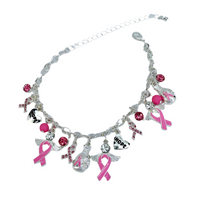 Hope Pink Ribbon Charms Chain Bracelet