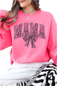 Mama Pink Camo Bow Graphic Sweatshirt