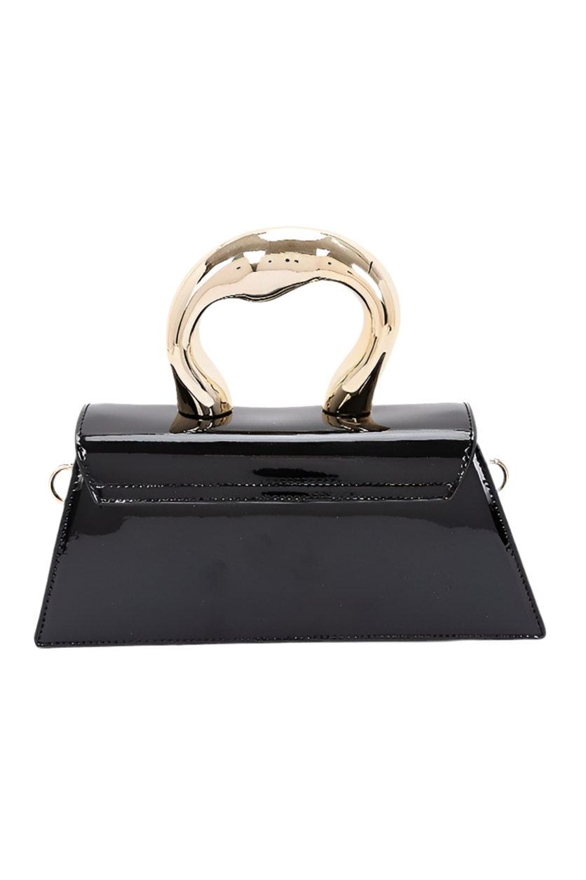 Silver Handle Patent Leather Swing Bag Purse