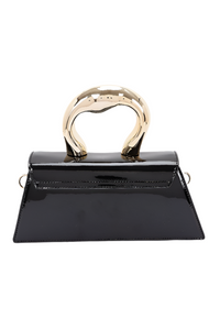 Silver Handle Patent Leather Swing Bag Purse