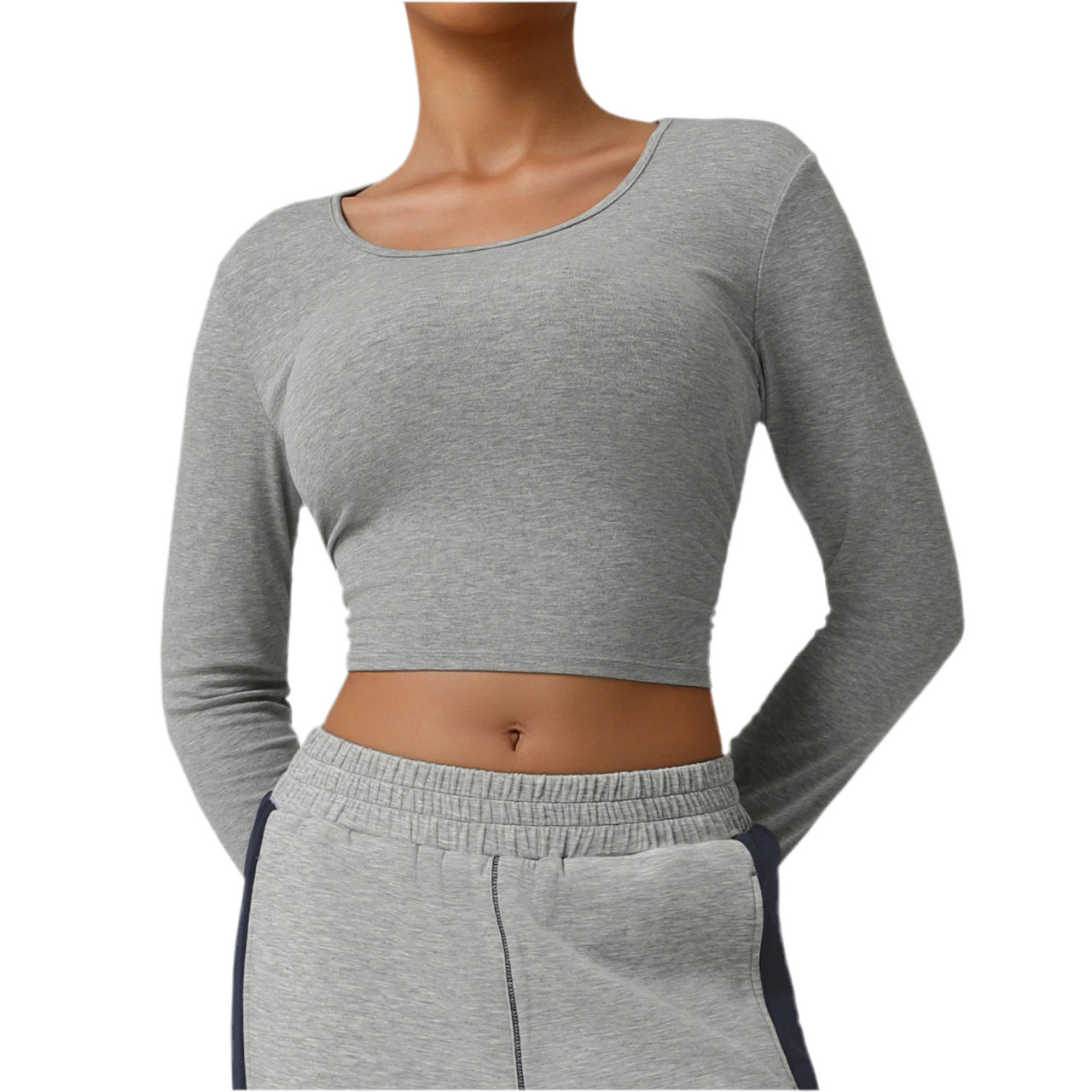 Threaded Short Yoga Clothes Women Cropped Slim Look Running Autumn Sports Long Sleeved T shirt Training Quick Drying Top