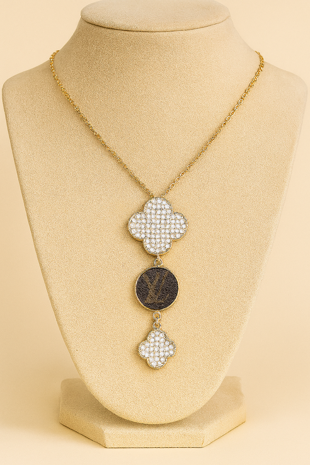 Upcycled LV Clover Necklace – Sustainable and Chic Luxury Jewelry - Modestly Vogue