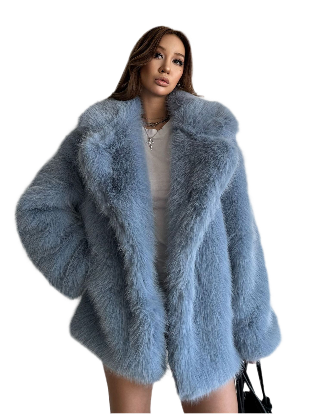 Mid Length Young Fashionable Autumn Winter Warm Faux Fur Coat Women