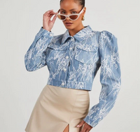 Casual Loose Floral Lace Denim Jacket for Women