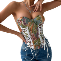 Women's Backless Corset Vest – Lace-Up Jacquard Top