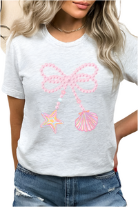 Pink Clam Pearl Bow Graphic Tee
