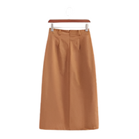 Earthtone Professional Spring And Autumn Lapel Skirt Set Neutral