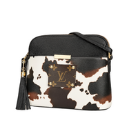 Versatile Upcycled LV Vegan Cowhide Print Crossbody Bag – Stylish & Functional
