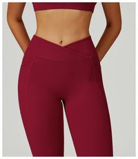 High Waist Cross Waist Wide Leg Bootcut Yoga Leggings Pants