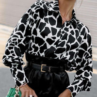 Shirt Loose Spring Autumn Print Single Breasted Cardigan Lantern Long Sleeve Shirt for Women - Modestly Vogue