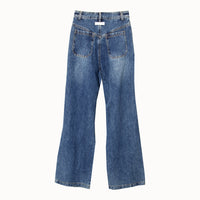 Blue Winter Color Loose Tied Same Design as Designer Personalized Minority Design Feeling Slightly Pull Jeans for Women
