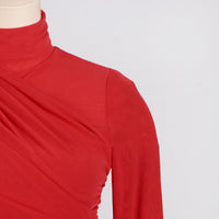 Deep Elegant T-Shirt for Women - Autumn Stand Collar Long Sleeve Mesh Slim Top