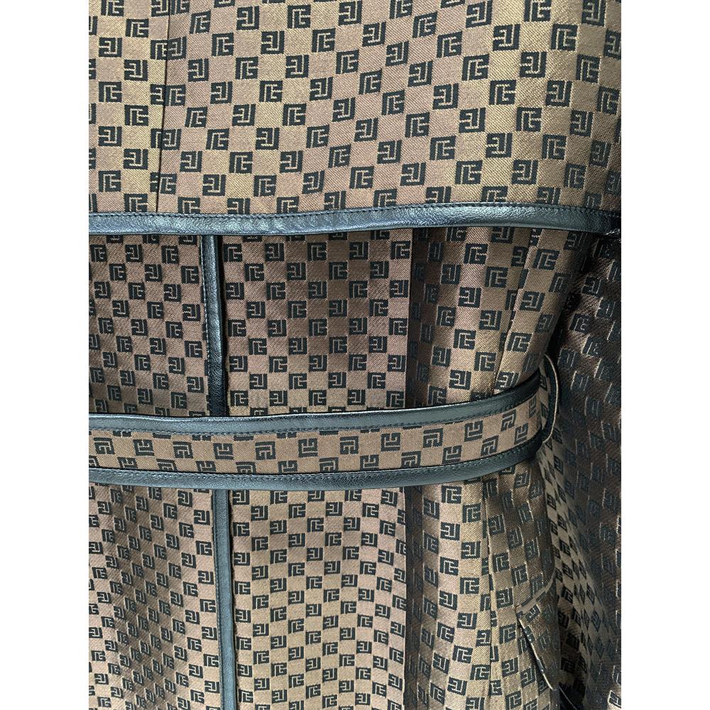 Autumn Winter Star Belt Jacquard Maze Pattern Long Trench Coat