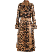 Leopard Print Goods Spring Autumn Snakeskin Long Trench Coat