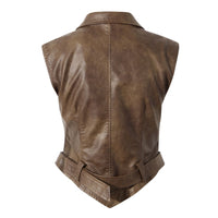 Earthtone Design Two Piece Coat Spring Cloak Stitching Faux Leather Handsome Waist Tight Jacket Top Women