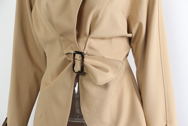 Neutral Winter Tight Waist Slimming Flounce Irregular Asymmetric Cutting Jacket Women