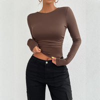 Elegant Slim Round Neck Knitted Long Sleeve Top for Women - Modestly Vogue