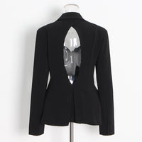 Pastel Backless Plaid Coat for Women - Spring Autumn Single Breasted