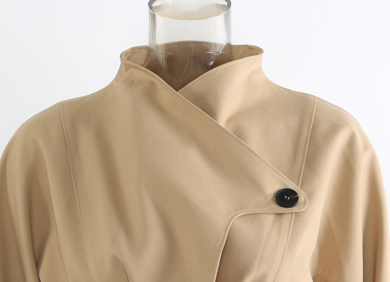 Neutral Winter Tight Waist Slimming Flounce Irregular Asymmetric Cutting Jacket Women