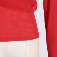 Deep Elegant T-Shirt for Women - Autumn Stand Collar Long Sleeve Mesh Slim Top