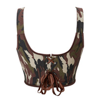 Earthtone Camouflage Adjustable Shoulder Strap Women Tube Top Push up Top