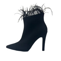 Autumn Suede Pointed Toe Stiletto Short Boots Women Stitching Feather Side Zipper Autumn Elegant Boots - Modestly Vogue