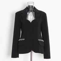 Pastel Backless Plaid Coat for Women - Spring Autumn Single Breasted