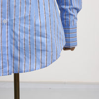 Blue Simple Office Top Women Summer Comfort Faux Two Pieces Casual Striped High Grade Women Shirt
