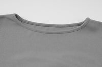 Neutral Winter Women Clothing Personality High Slit round Neck Long Sleeve Sexy Slim Solid Color Top