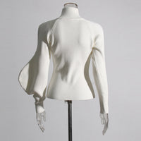 Neutral Elegant Half Turtleneck Sweater - Asymmetric Slim Fit for Women