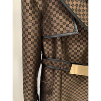 Autumn Winter Star Belt Jacquard Maze Pattern Long Trench Coat