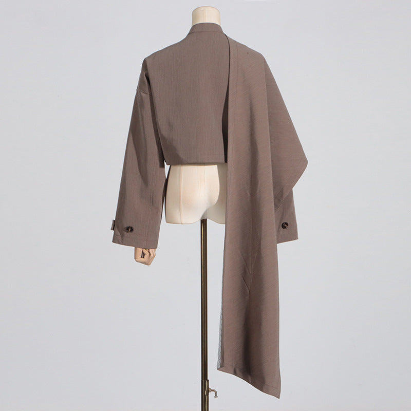 Neutral Personalized Blazer for Women - Summer Long Sleeve Shawl Top