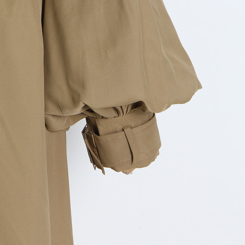 Neutral Elegant High Grade Windbreaker for Women Long Sleeve Slim-Fit Trench Coat - Modestly Vogue