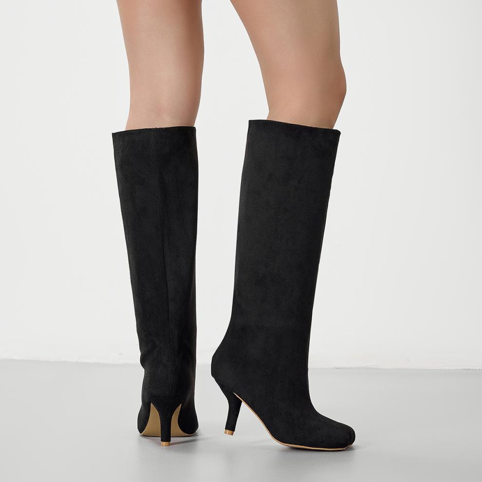 US Size Knee High Suede Wide Calf Knee High Boots