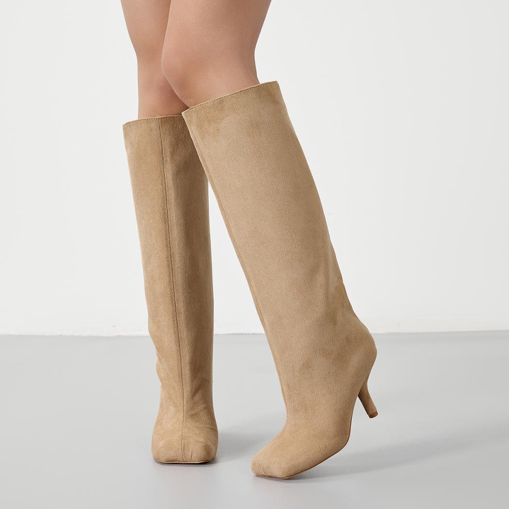 US Size Knee High Suede Wide Calf Knee High Boots