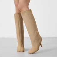 US Size Knee High Suede Wide Calf Knee High Boots