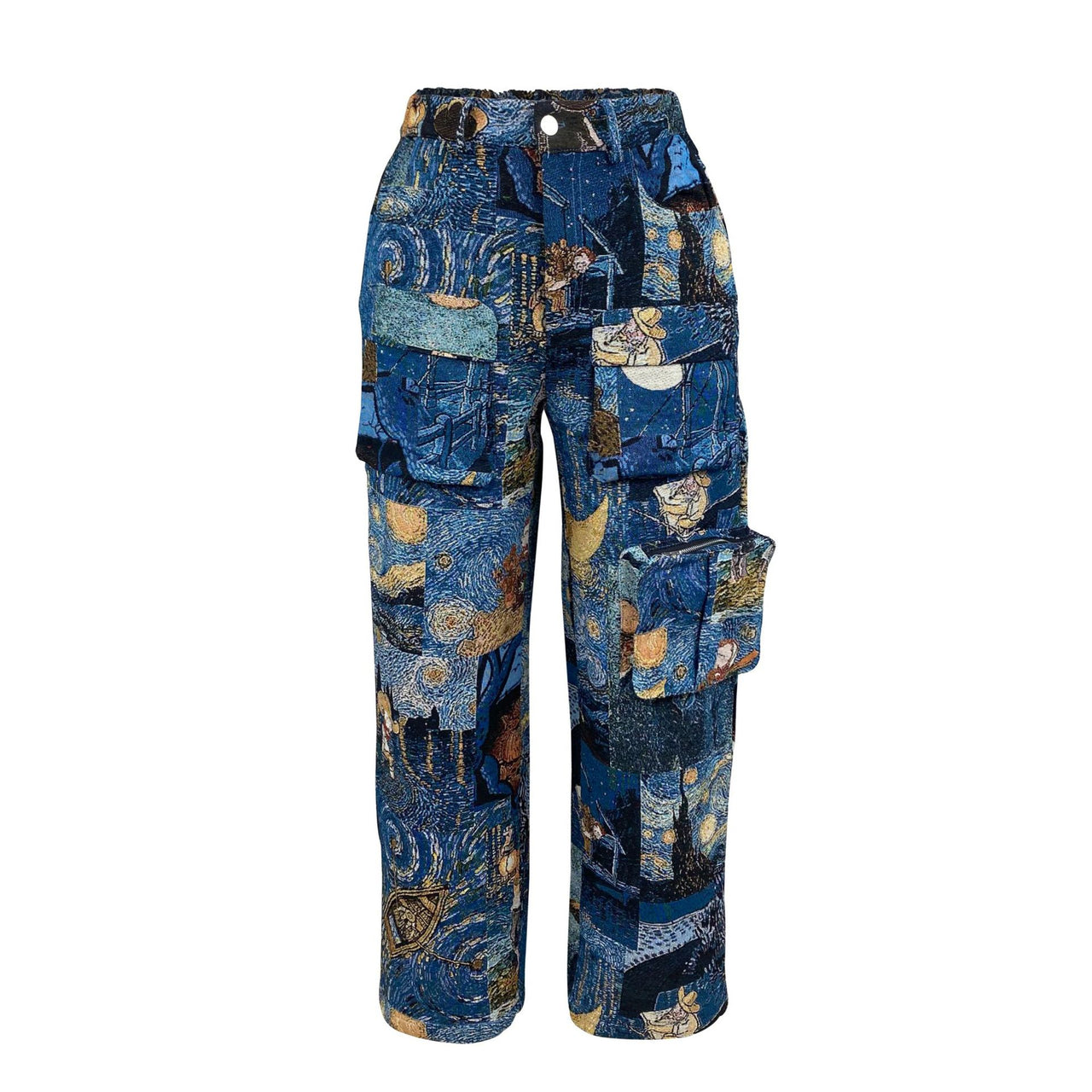 Women’s Jacquard Cargo Pants – Retro Casual Trousers with Pockets - Modestly Vogue
