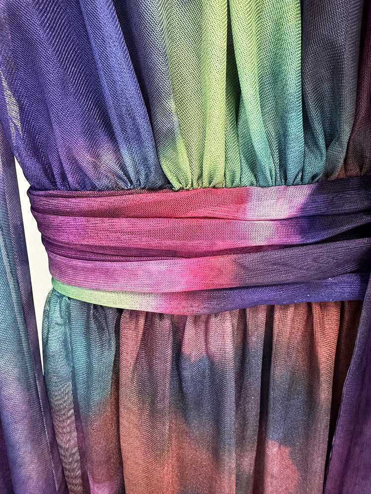 Spring Summer Star Bay Sleeve Colorful Printed Maxi Dress Holiday Maxi Dress