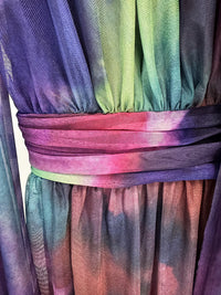 Spring Summer Star Bay Sleeve Colorful Printed Maxi Dress Holiday Maxi Dress