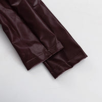 Spring Autumn Retro Green Fruit Collar with Belt Leather Coat High Waist Leather Pants Set for Women