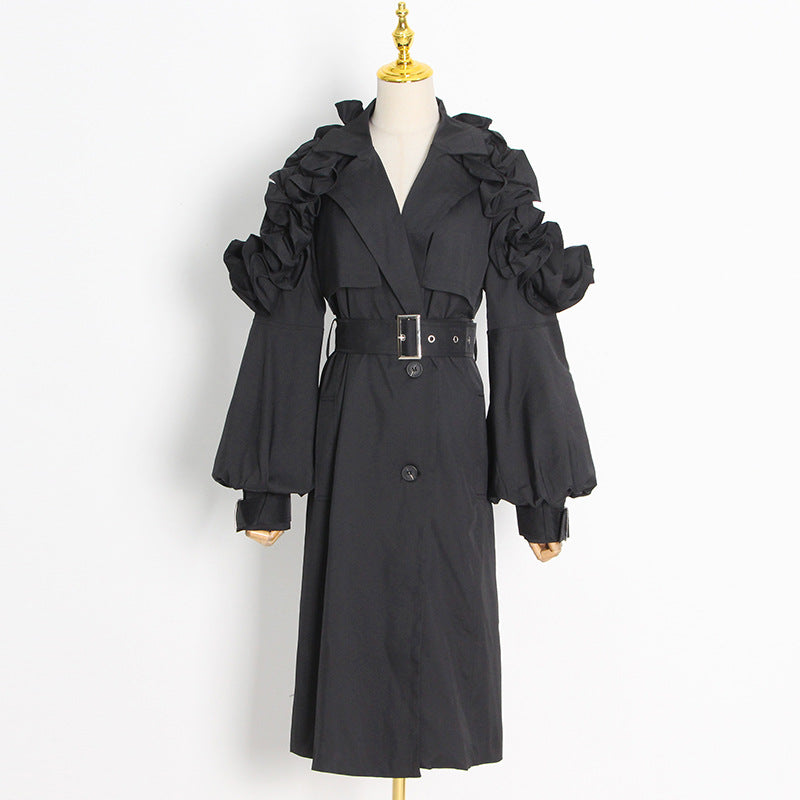 Neutral Elegant High Grade Windbreaker for Women Long Sleeve Slim-Fit Trench Coat - Modestly Vogue