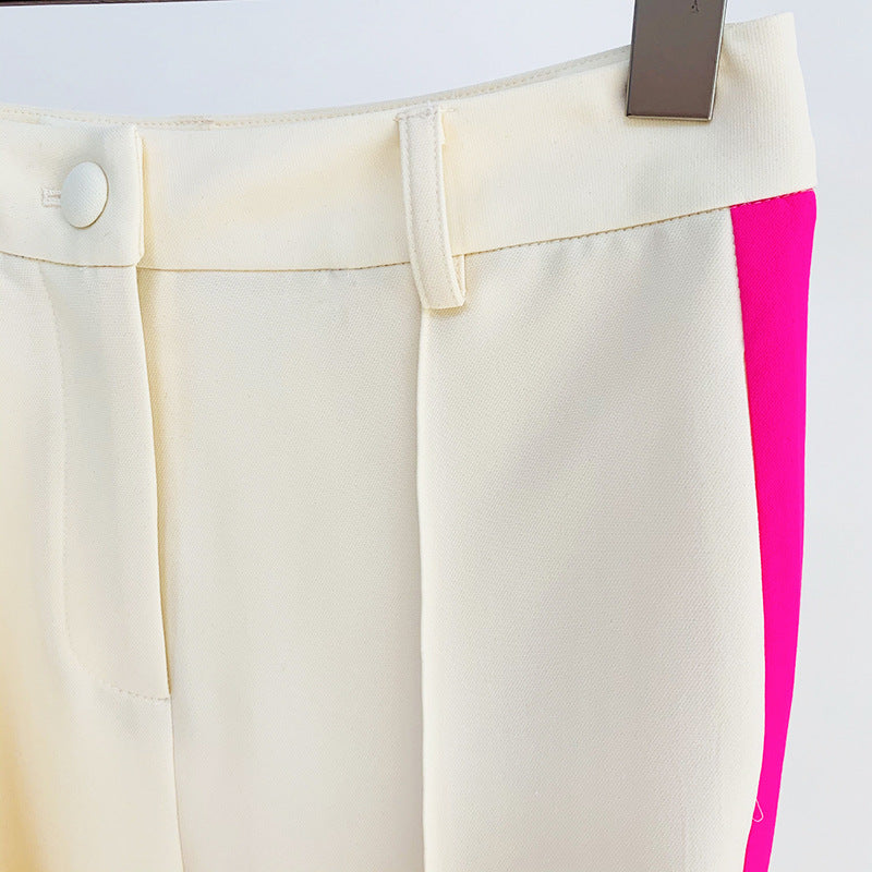 Pastel Business Suit One Button Color Matching Suit Bell-Bottom Pants Suit Two-Piece Suit