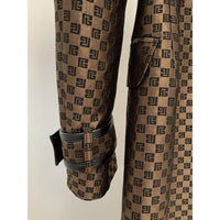Autumn Winter Star Belt Jacquard Maze Pattern Long Trench Coat