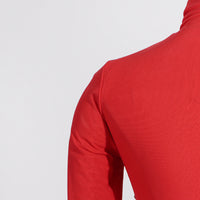 Deep Elegant T-Shirt for Women - Autumn Stand Collar Long Sleeve Mesh Slim Top